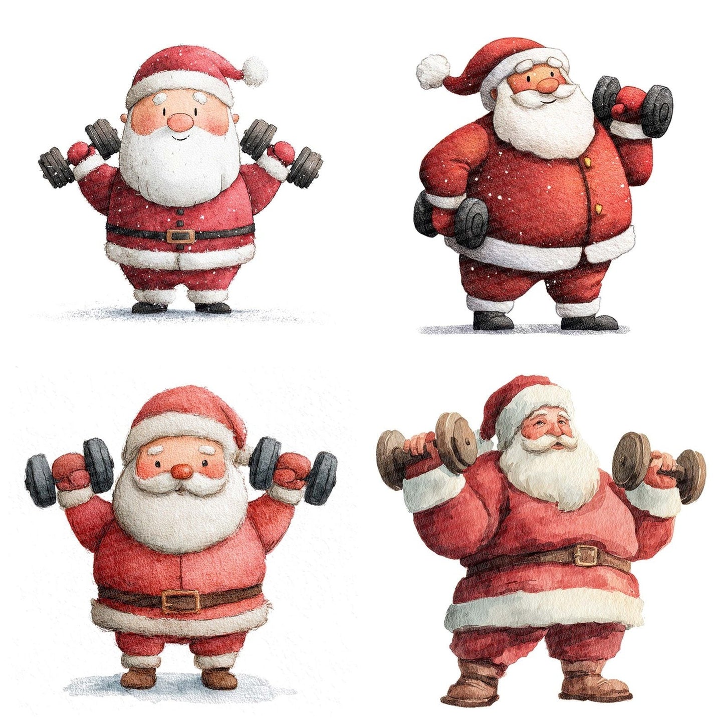 Christmas Watercolour Santa Weights Clipart Set (DDD004960)
