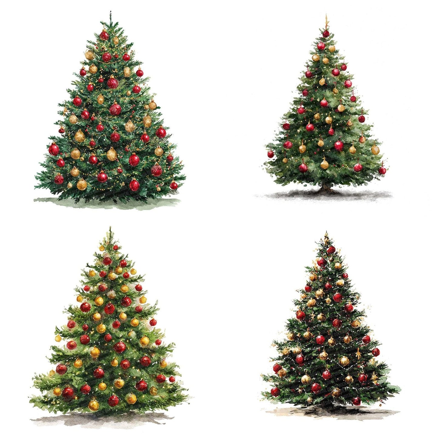 Classic Christmas Tree Clipart Set (DDD004975)