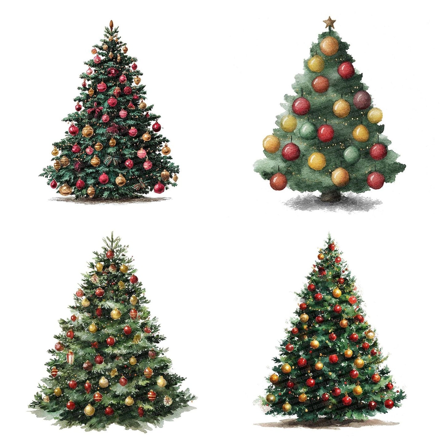 Classic Christmas Tree Clipart Set (DDD004975)