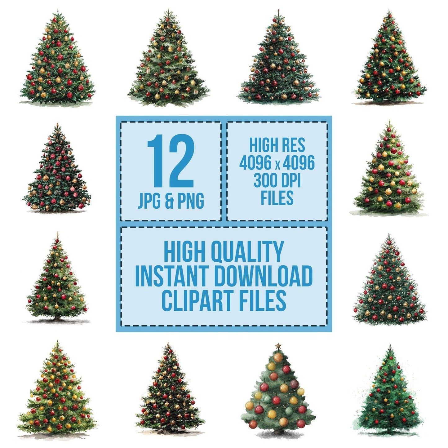 Classic Christmas Tree Clipart Set (DDD004975)