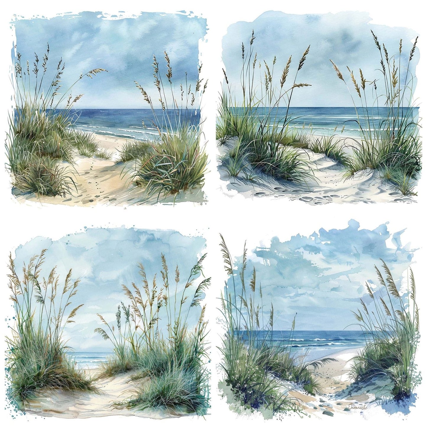 Coastal Sand Dunes with Tall Grass Clipart Set (DDD004985)