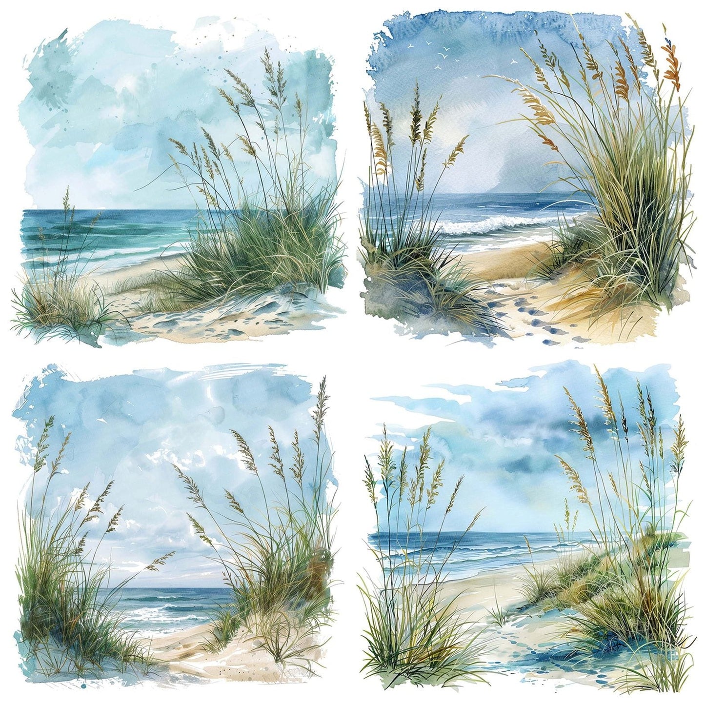 Coastal Sand Dunes with Tall Grass Clipart Set (DDD004985)