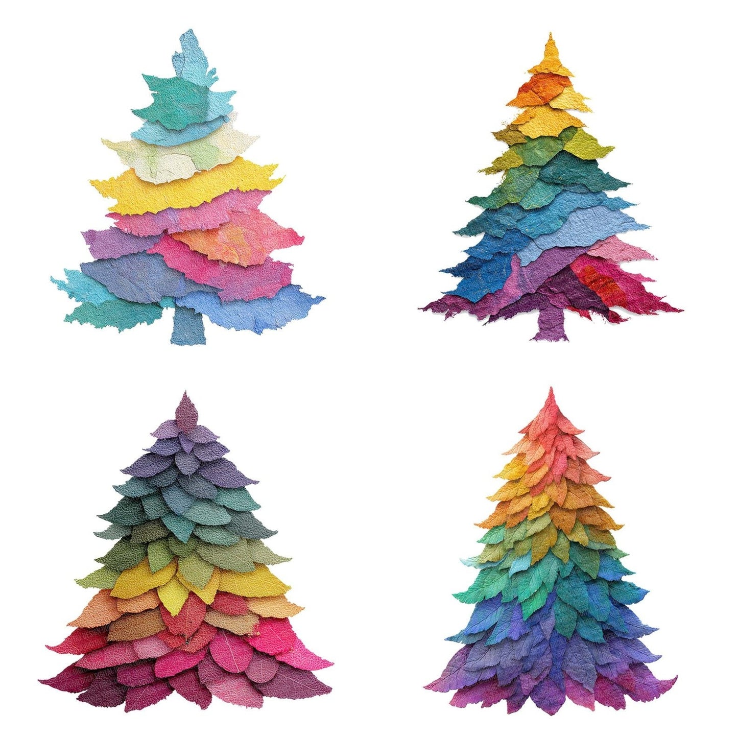 Collage Rainbow Christmas Tree Clipart Set (DDD004987)