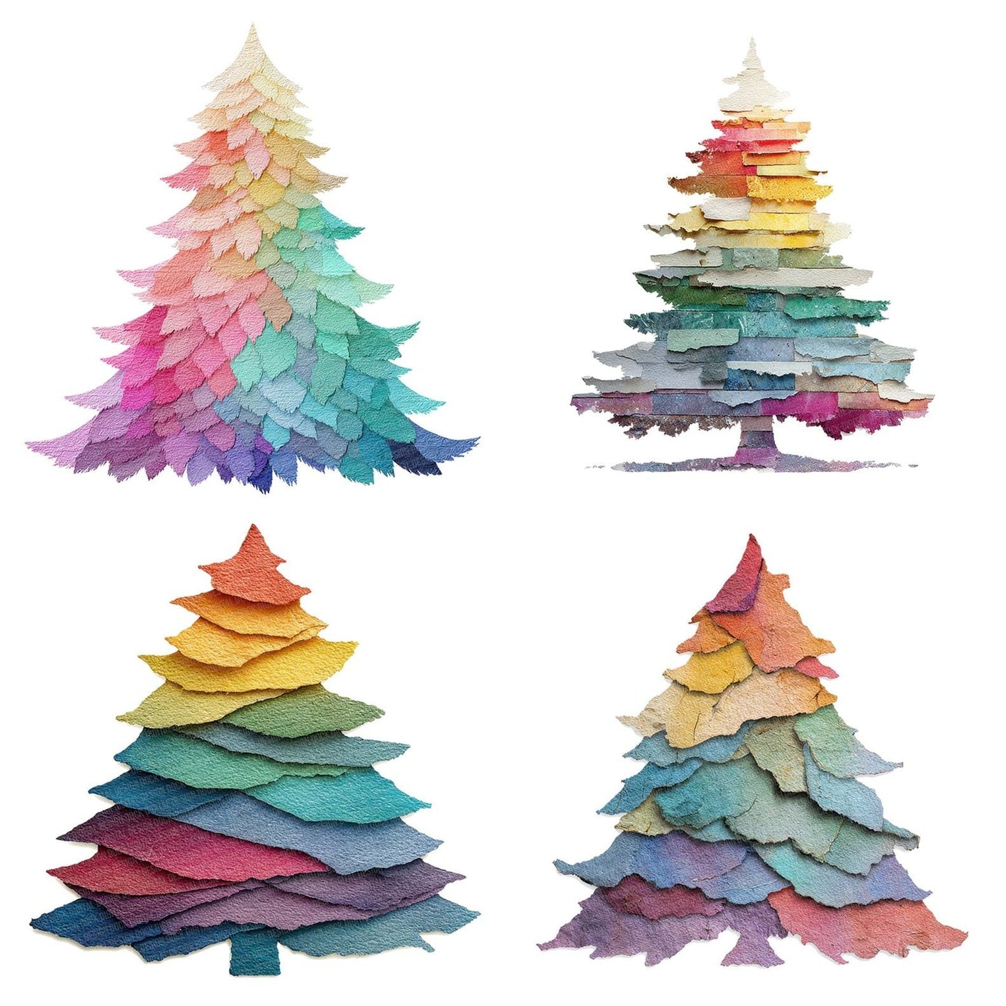 Collage Rainbow Christmas Tree Clipart Set (DDD004987)