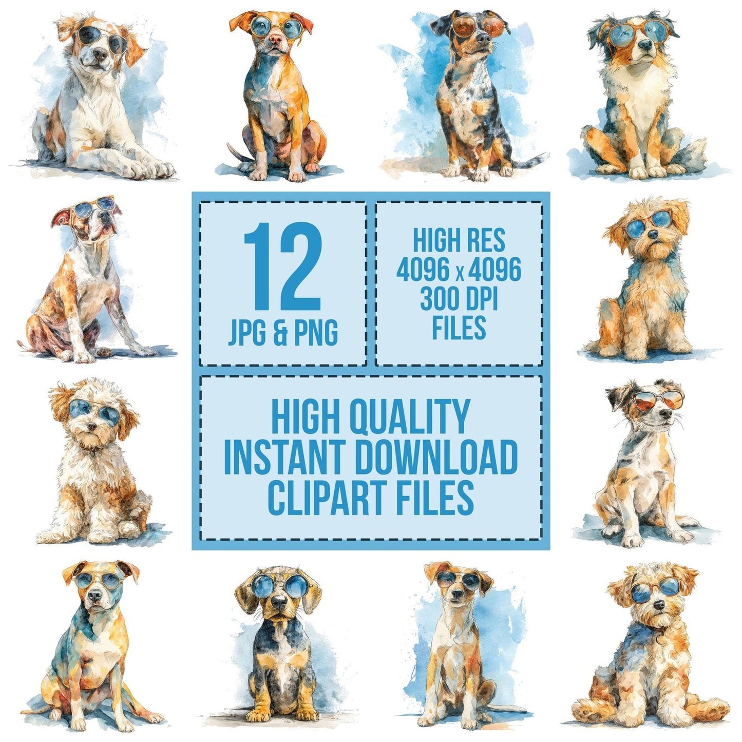 Cool Dog with Sunglasses Clipart Set (DDD005009)