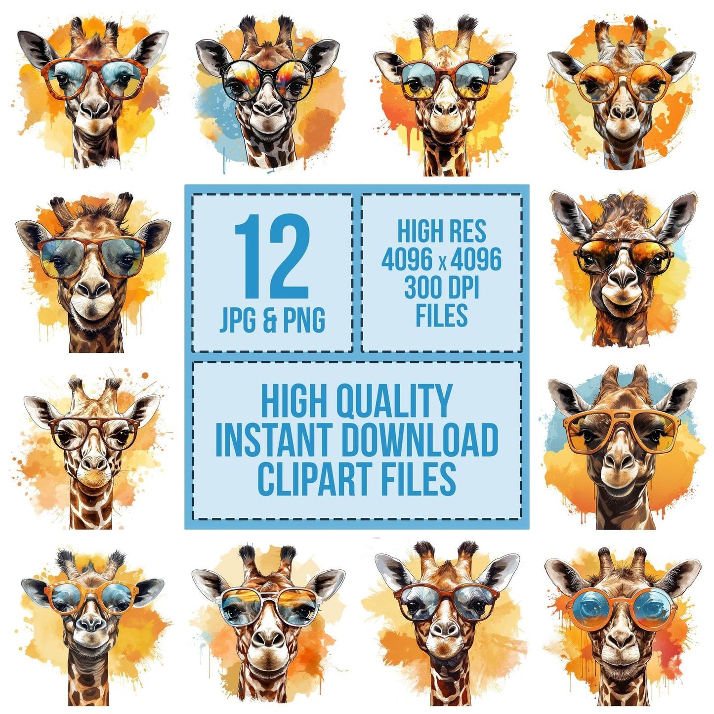 Cool Giraffe with Sunglasses Clipart Set (DDD005010)
