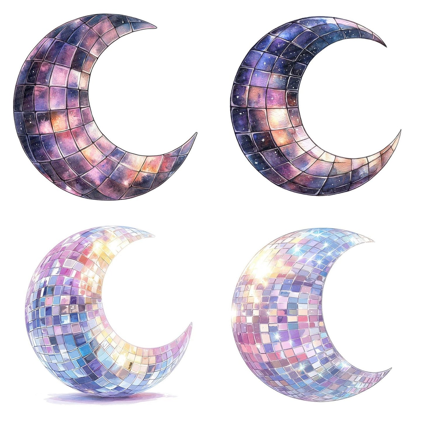 Crescent Moon Mirror Ball Clipart Set (DDD005028)