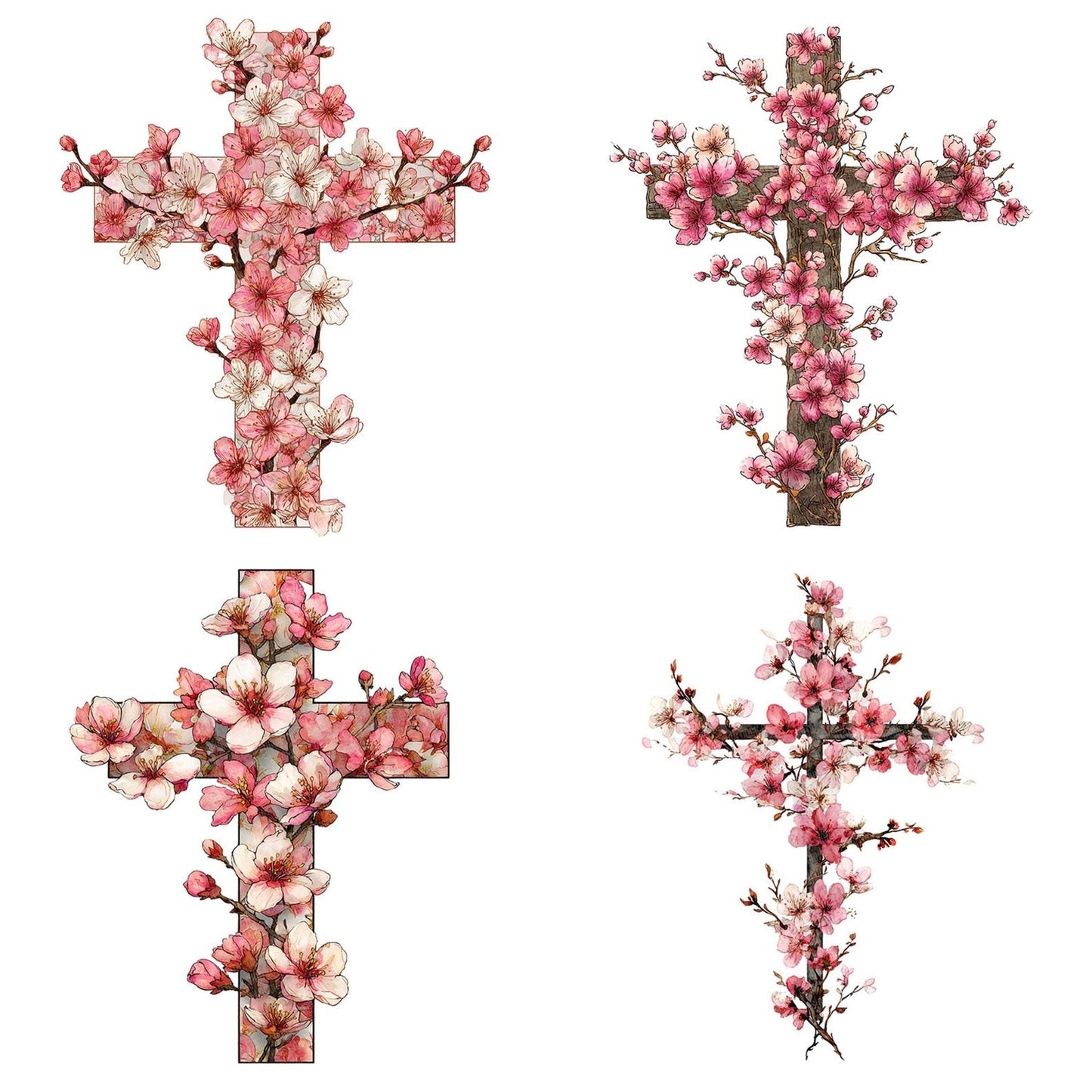 Cross with Cherry Blossoms Clipart Set (DDD005035)