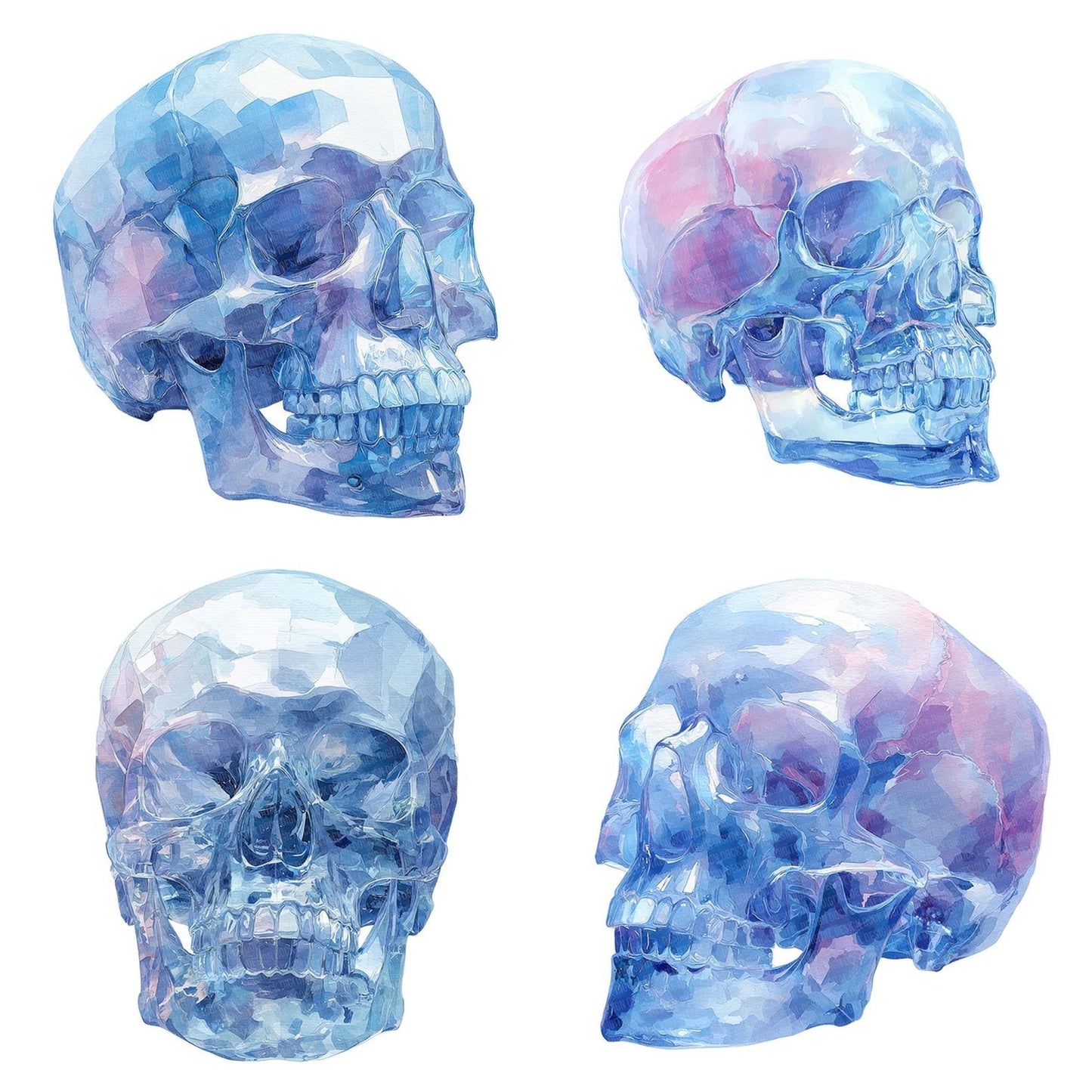 Crystal Watercolour Skull Clipart Set (DDD005050)