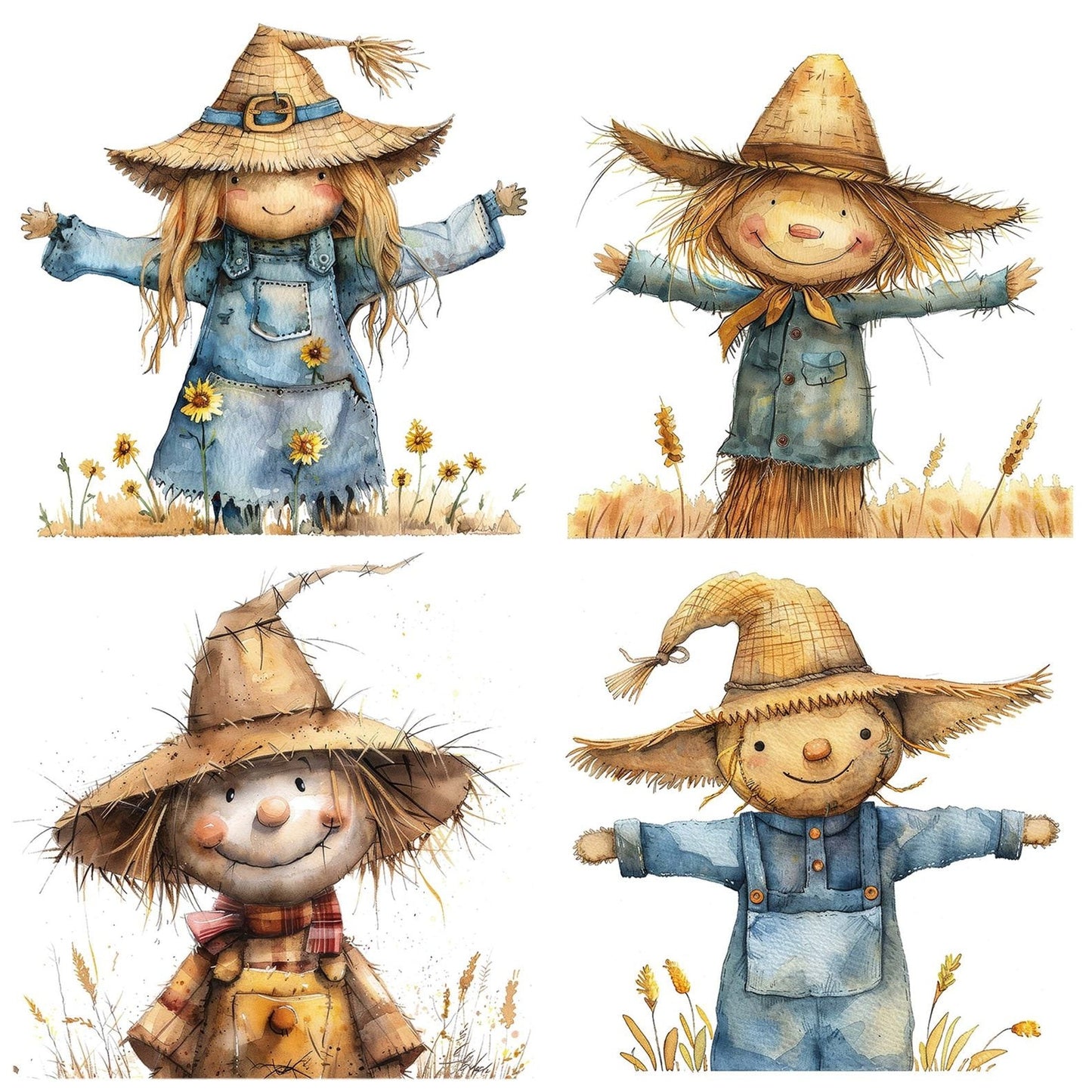 Cute Cartoon Scarecrow Clipart Set (DDD005061)