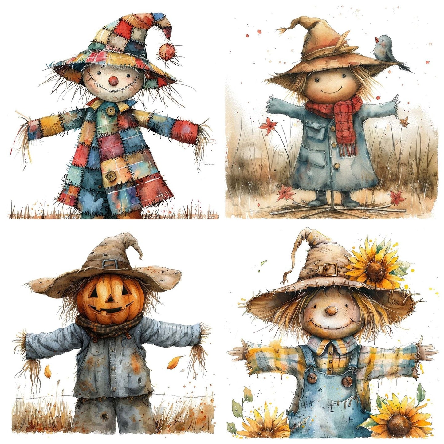 Cute Cartoon Scarecrow Clipart Set (DDD005061)