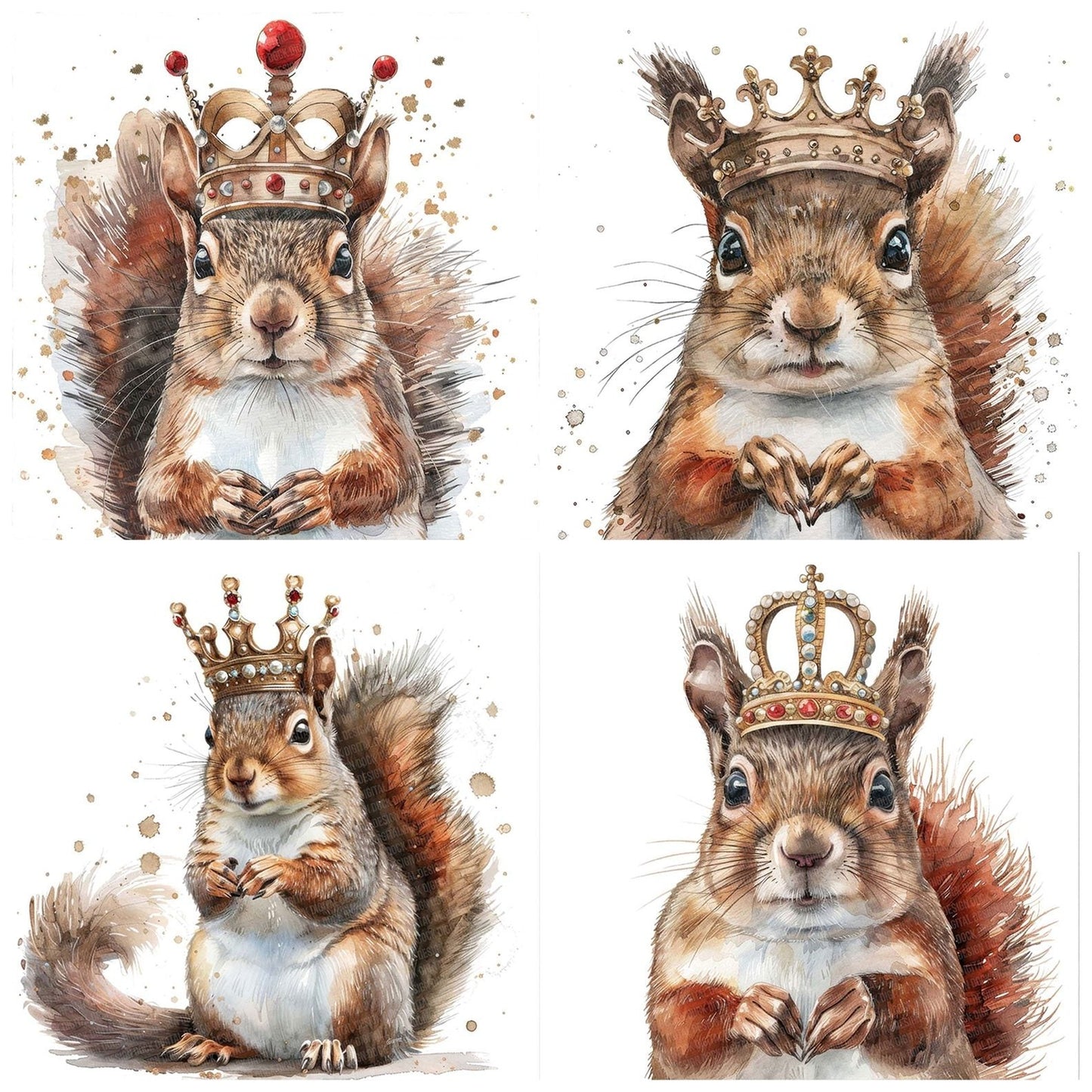 Cute Squirrel with a Crown Clipart Set (DDD005077)