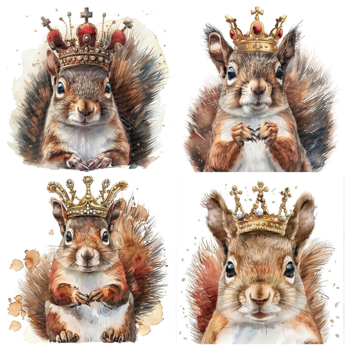 Cute Squirrel with a Crown Clipart Set (DDD005077)