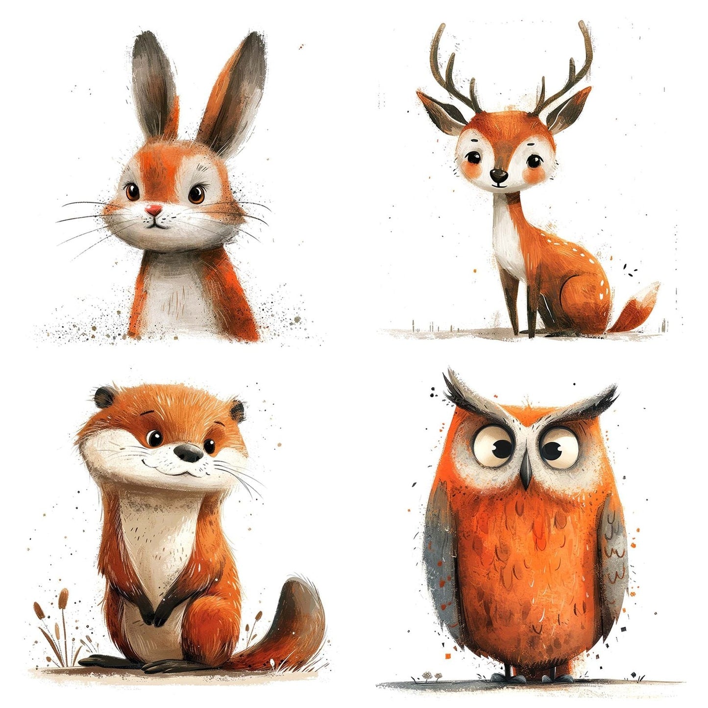 Cute Woodland Animal Cartoon Clipart Set (DDD005080)