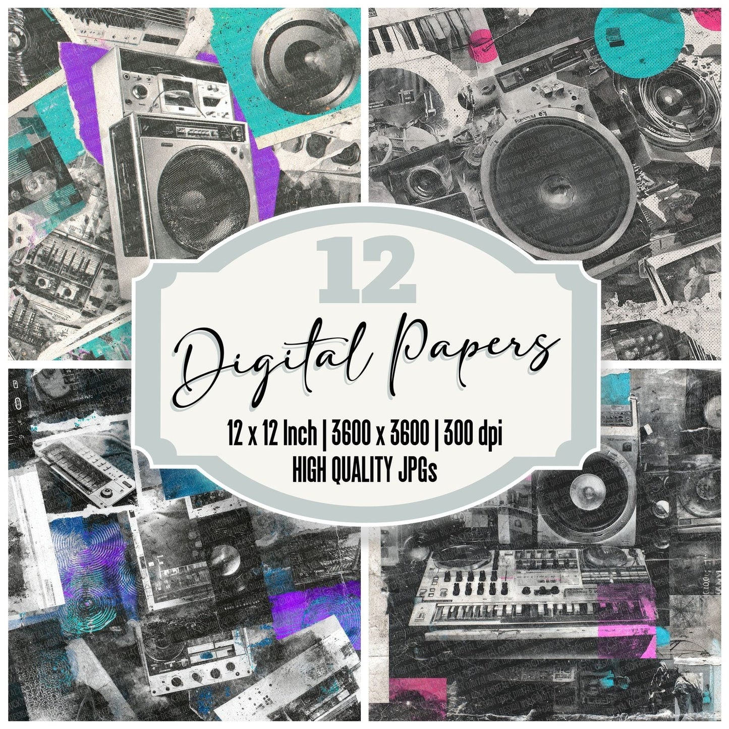 Electronic Club Moodboard Digital Paper Pack (DDD000008)