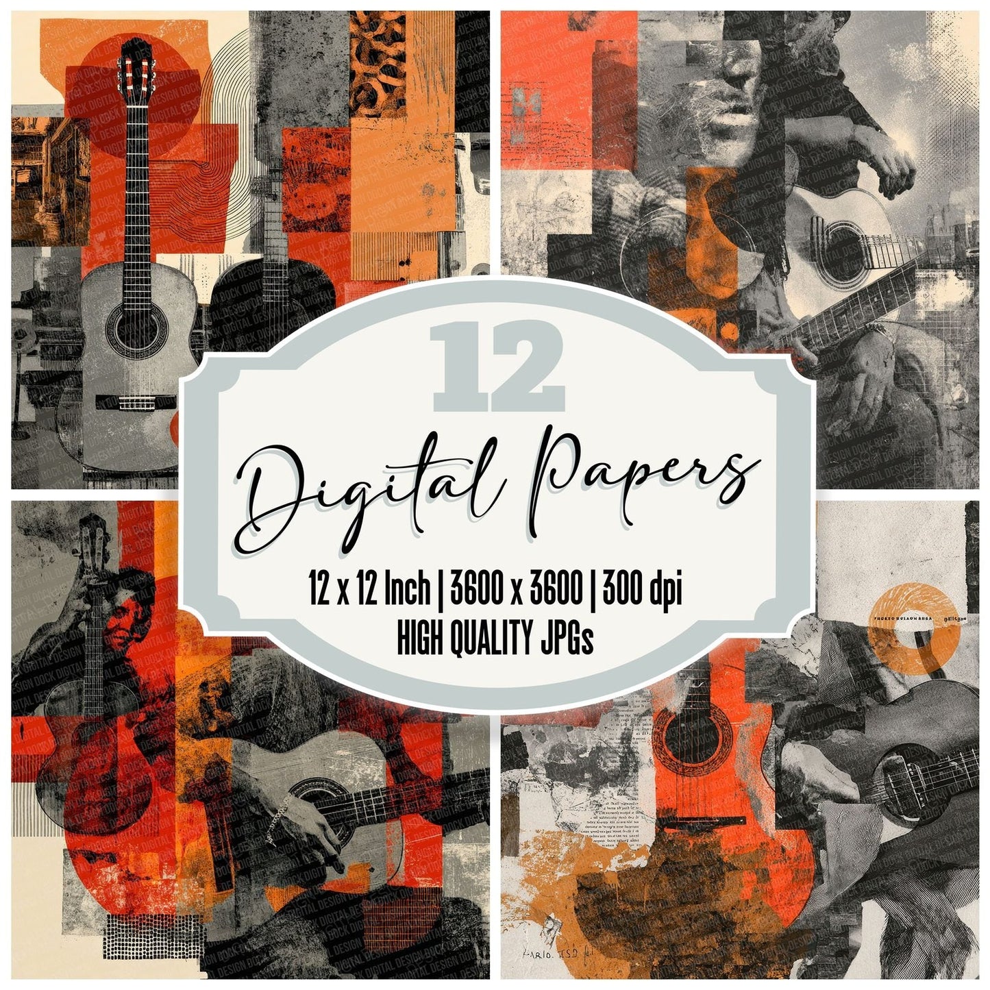 Latin Guitar Moodboard Digital Paper Pack (DDD000013)