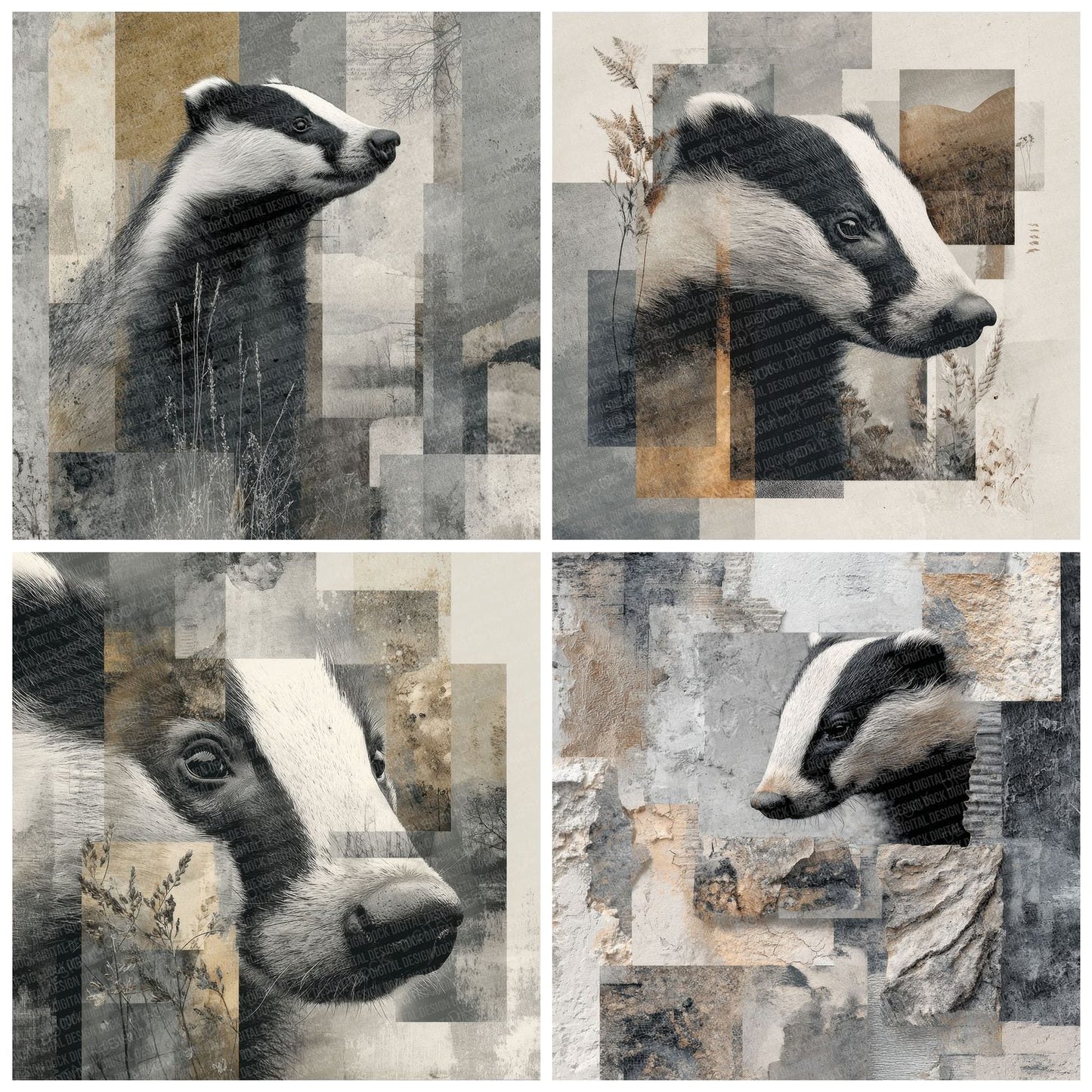Badger Woodland Moodboard Digital Paper Pack (DDD000021)