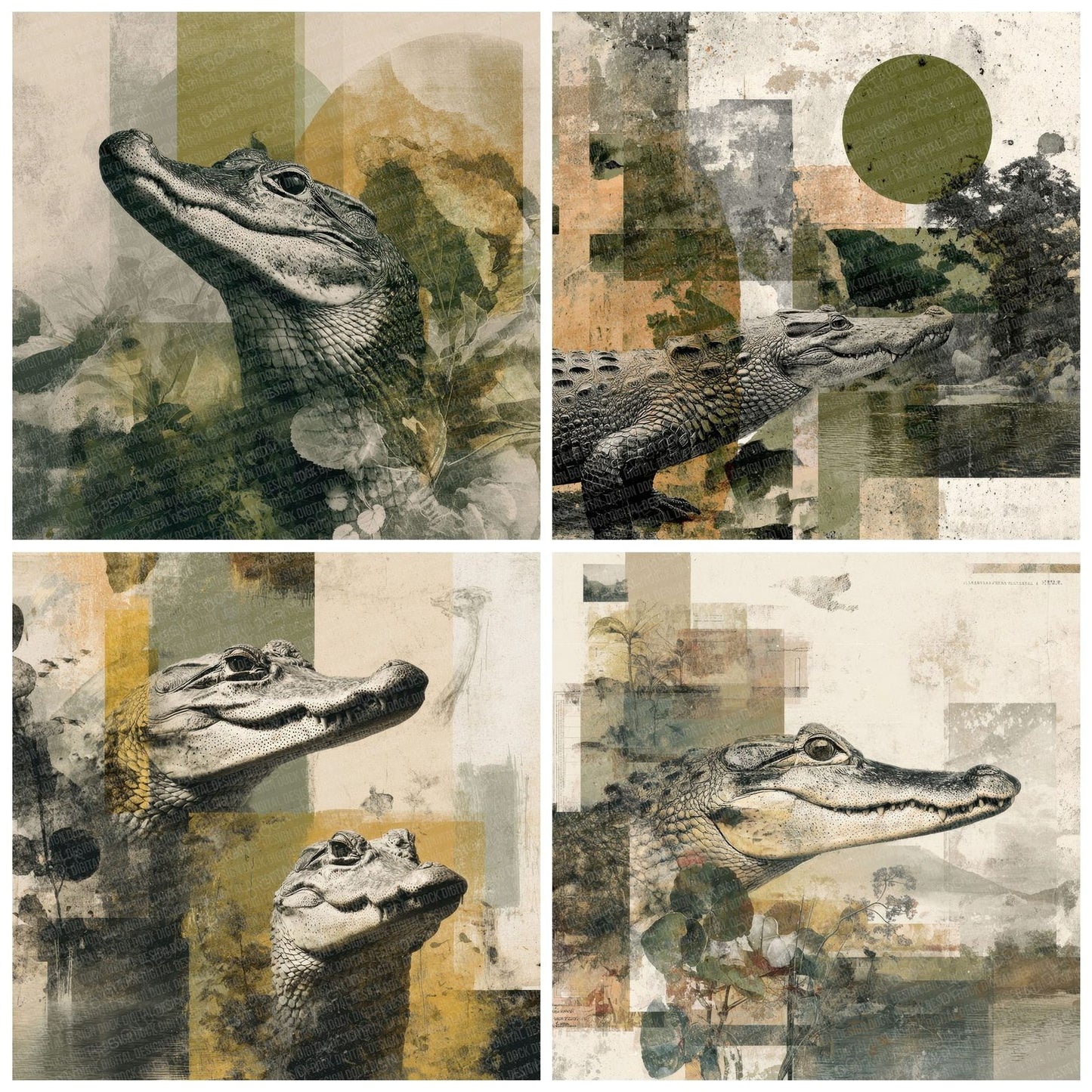 Crocodile Wetland Moodboard Digital Paper Pack (DDD000024)