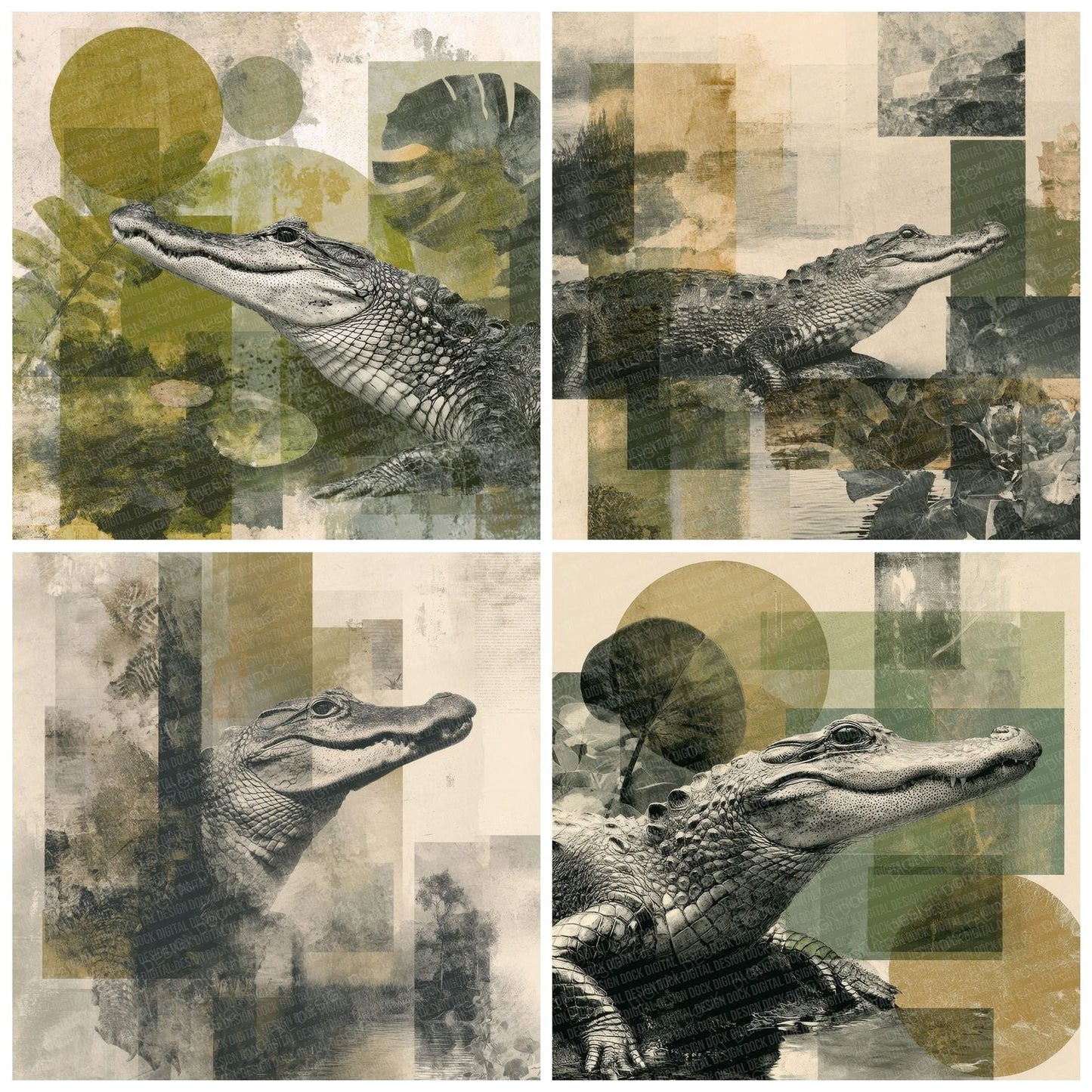 Crocodile Wetland Moodboard Digital Paper Pack (DDD000024)