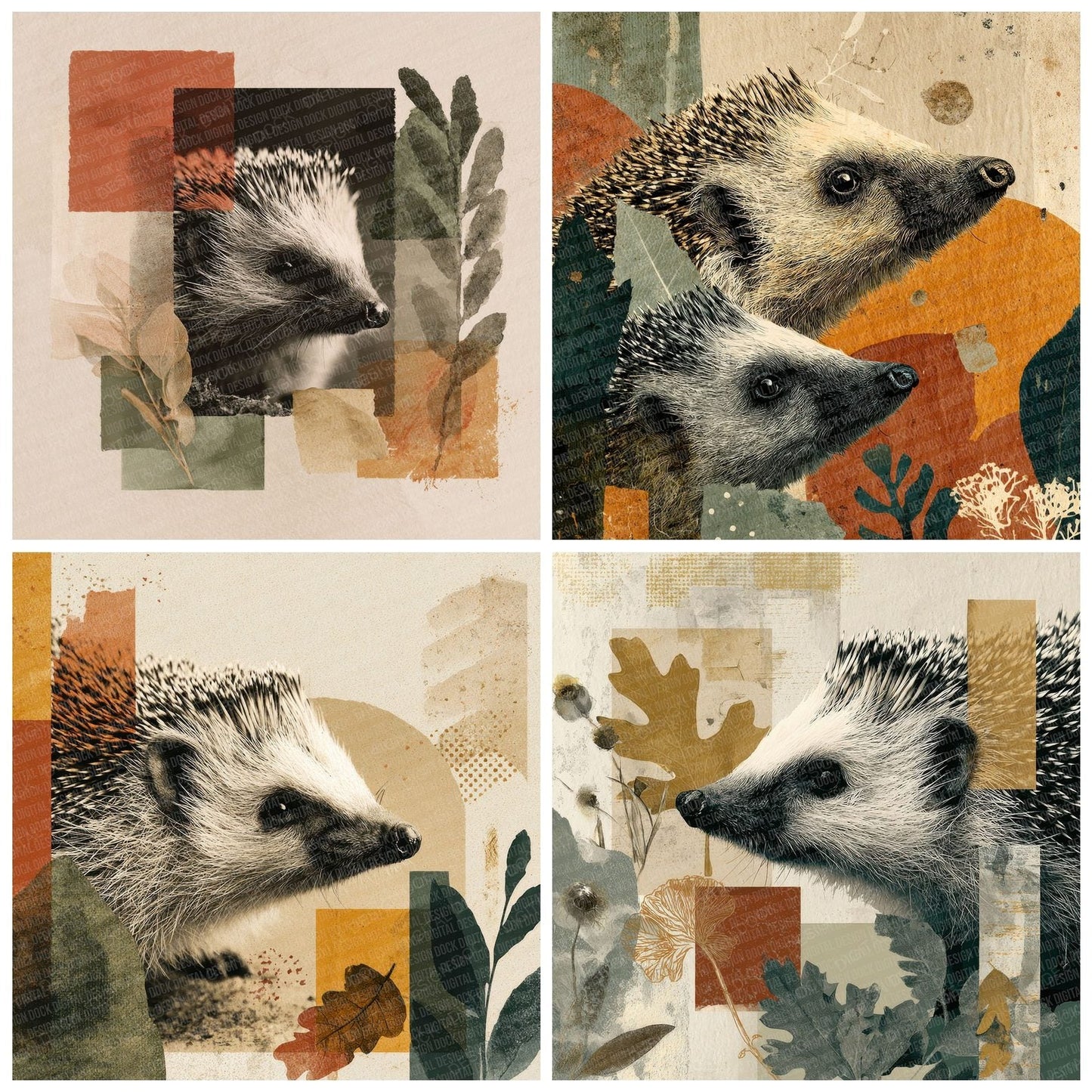 Hedgehog Garden Moodboard Digital Paper Pack (DDD000026)