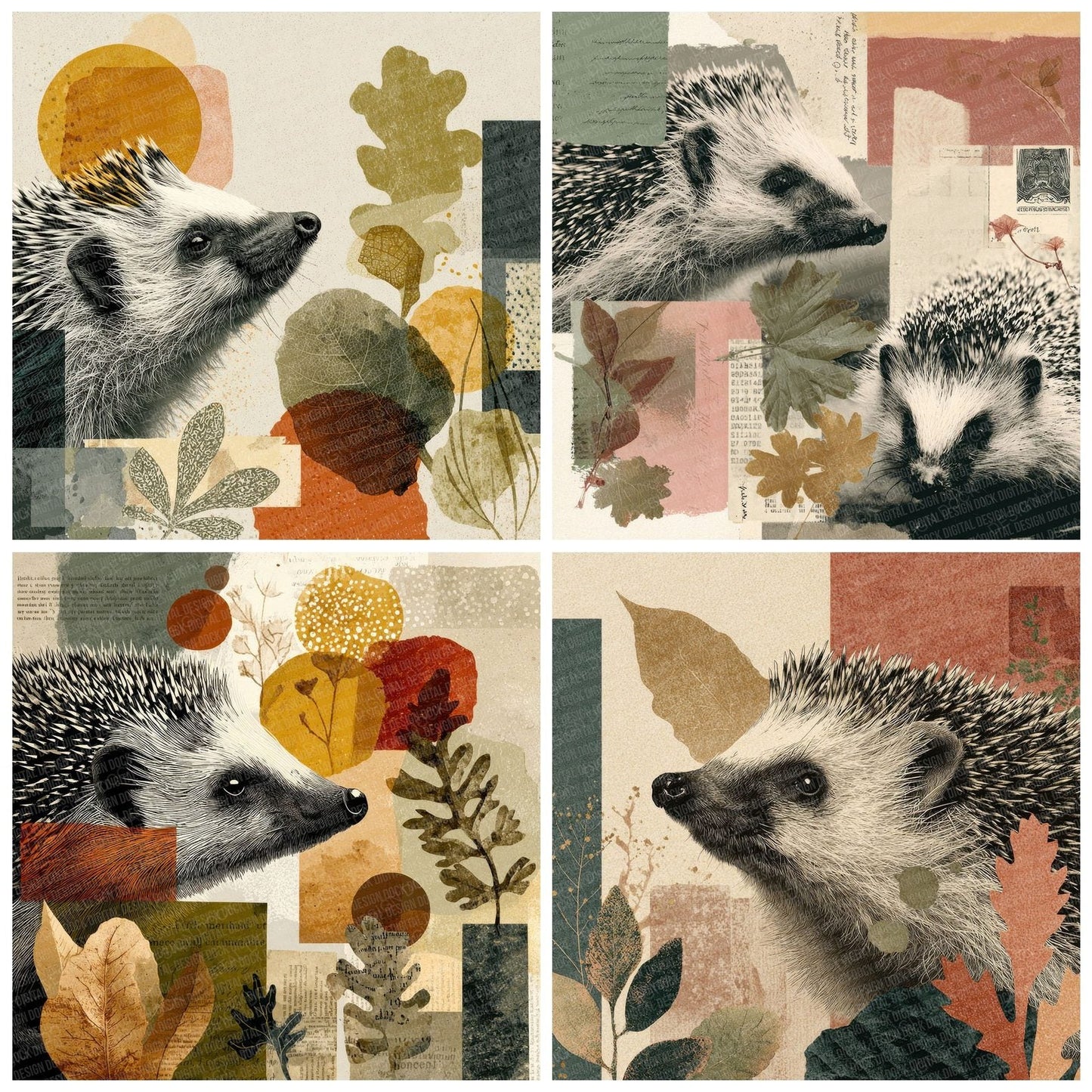 Hedgehog Garden Moodboard Digital Paper Pack (DDD000026)