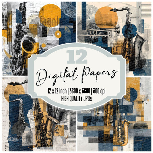 Jazz Instrument Moodboard Digital Paper Pack (DDD000027)