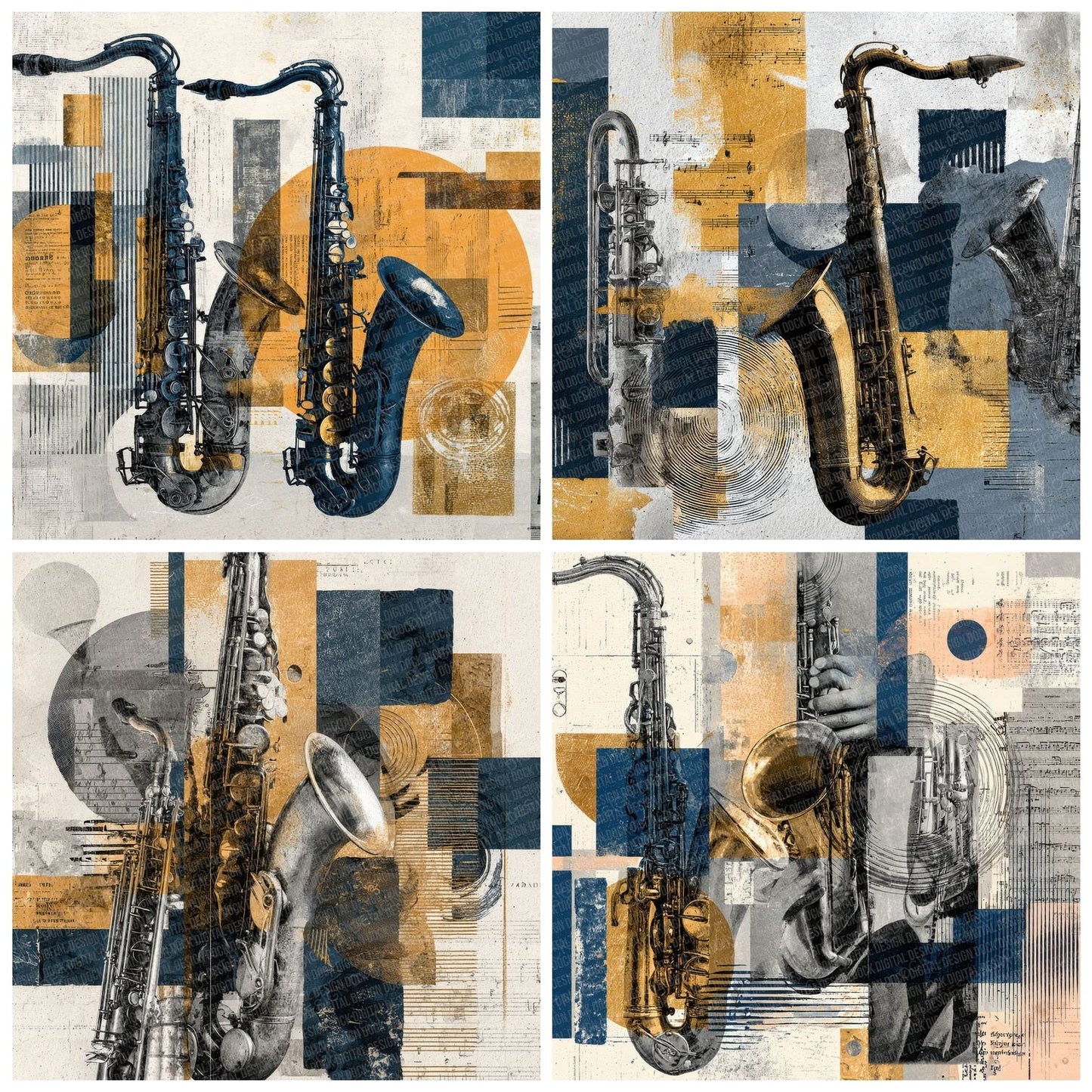 Jazz Instrument Moodboard Digital Paper Pack (DDD000027)