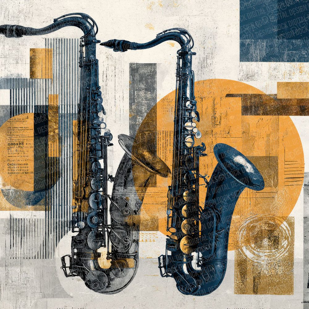 Jazz Instrument Moodboard Digital Paper Pack (DDD000027)