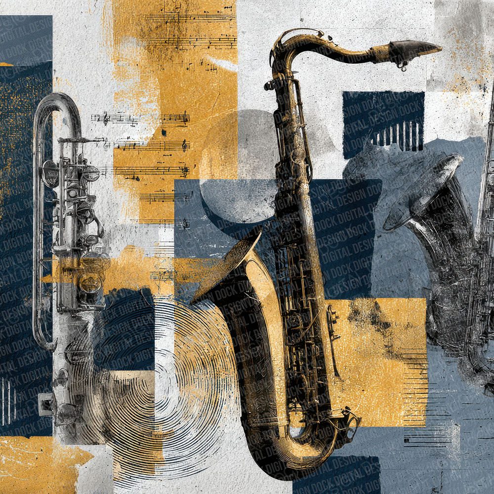 Jazz Instrument Moodboard Digital Paper Pack (DDD000027)