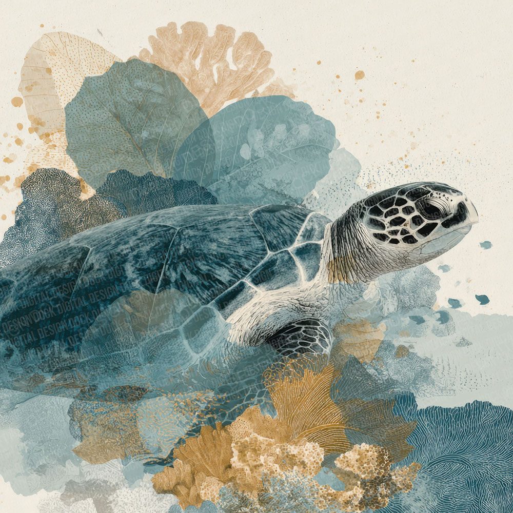 Sea Turtle Ocean Moodboard Digital Paper Pack (DDD000036)