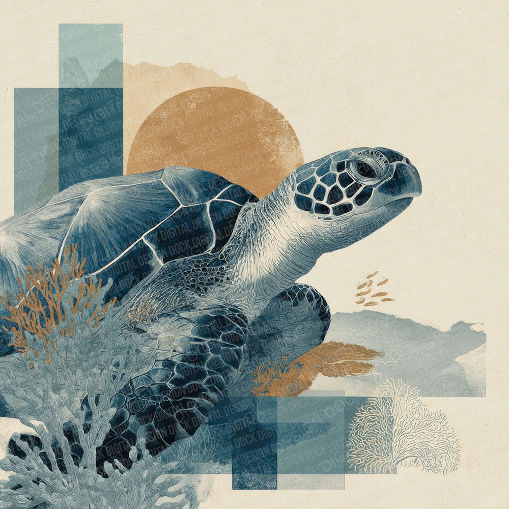 Sea Turtle Ocean Moodboard Digital Paper Pack (DDD000036)