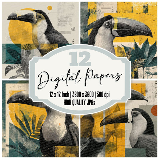 Toucan Jungle Moodboard Digital Paper Pack (DDD000039)