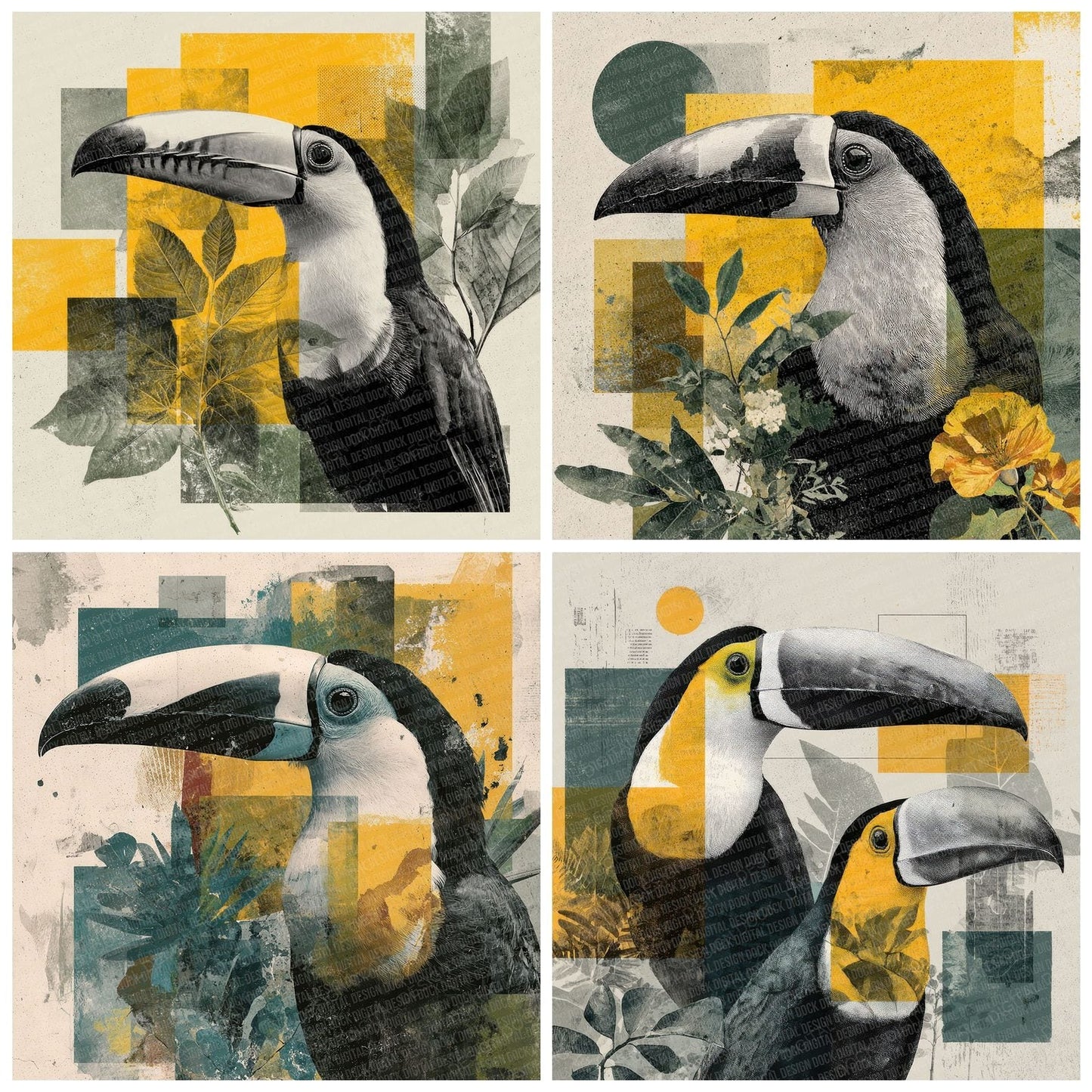 Toucan Jungle Moodboard Digital Paper Pack (DDD000039)