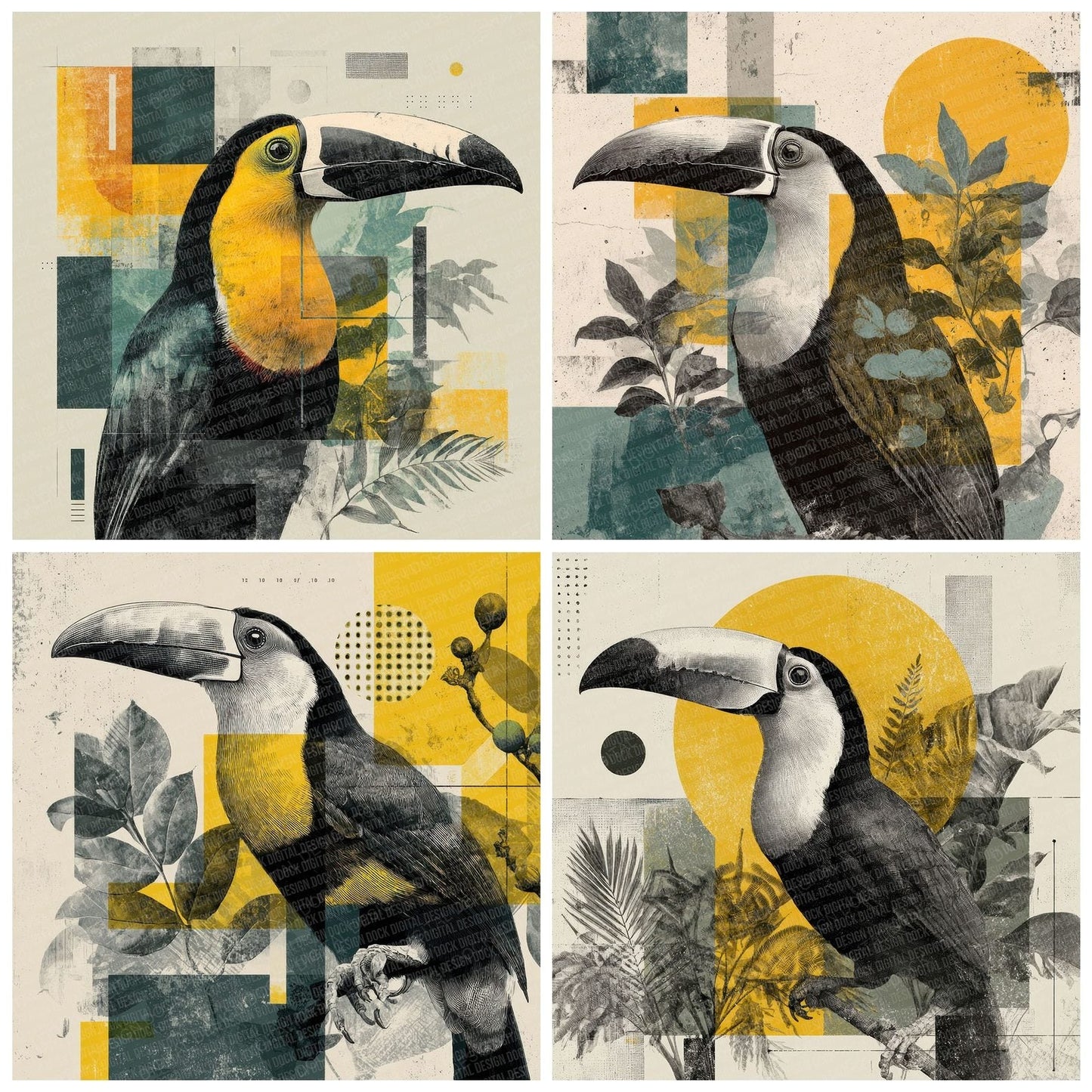 Toucan Jungle Moodboard Digital Paper Pack (DDD000039)