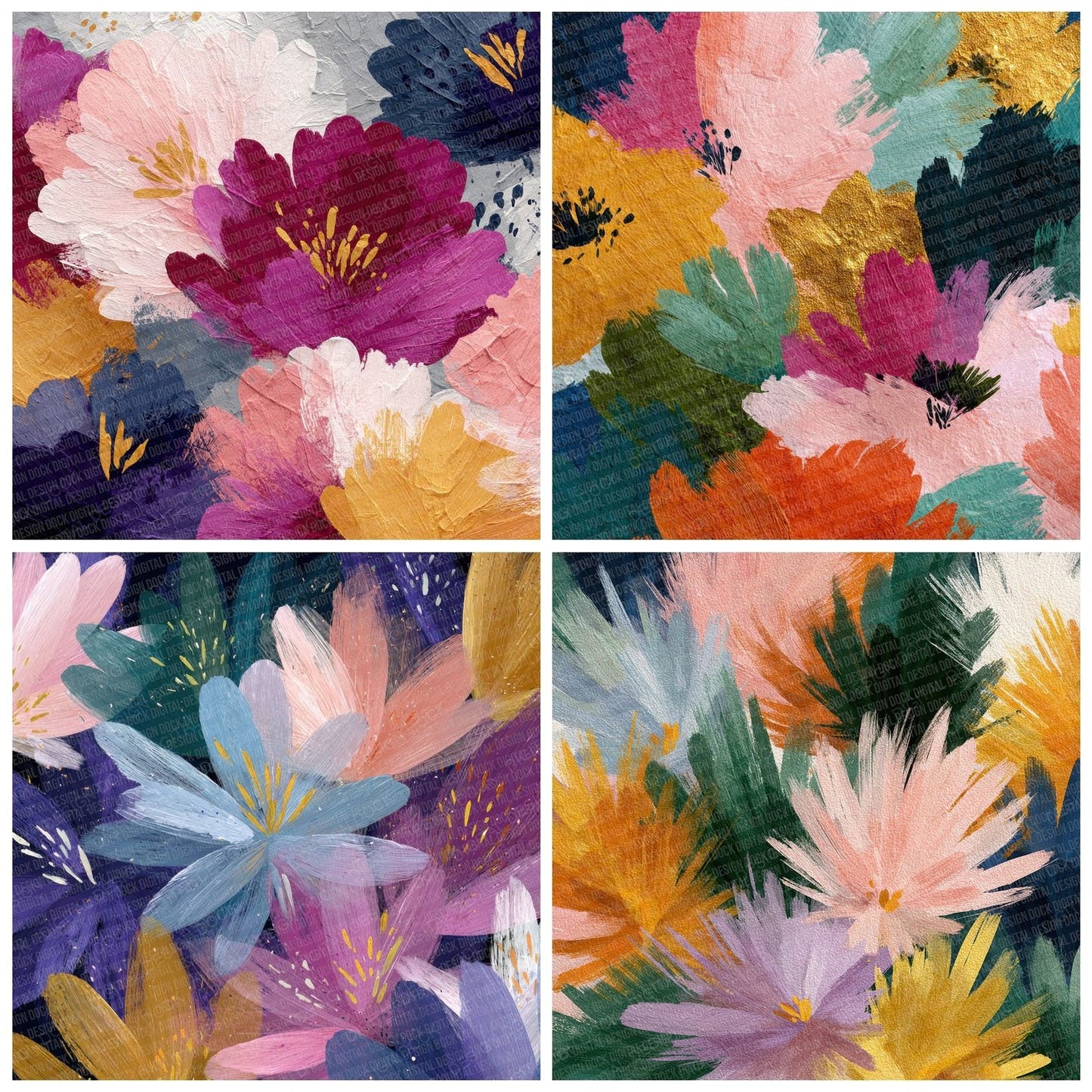 Abstract Wildflower Background Digital Paper Pack (DDD000041)