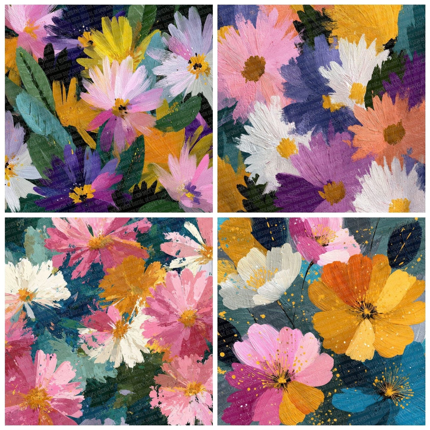 Abstract Wildflower Background Digital Paper Pack (DDD000041)