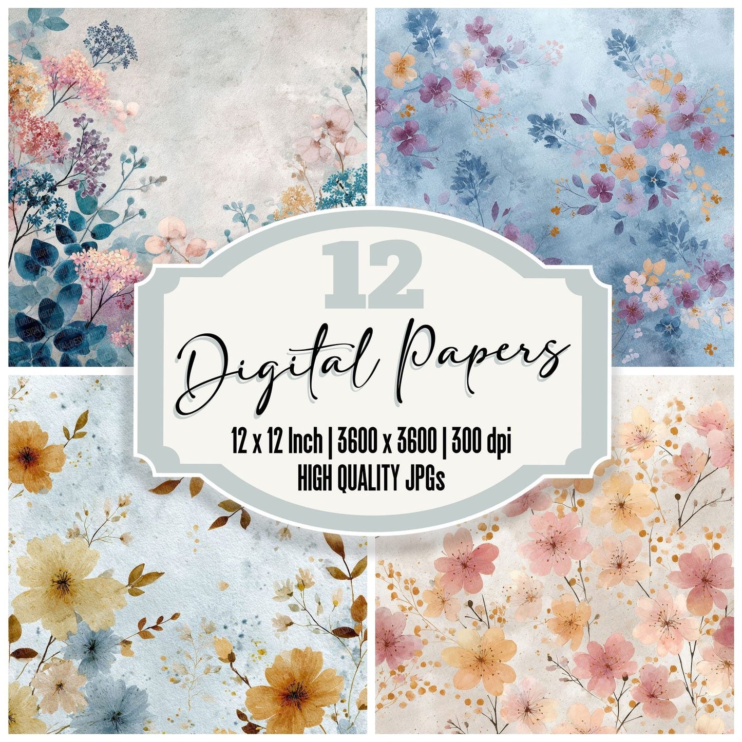 Airy Wildflower Background Digital Paper Pack (DDD000042)