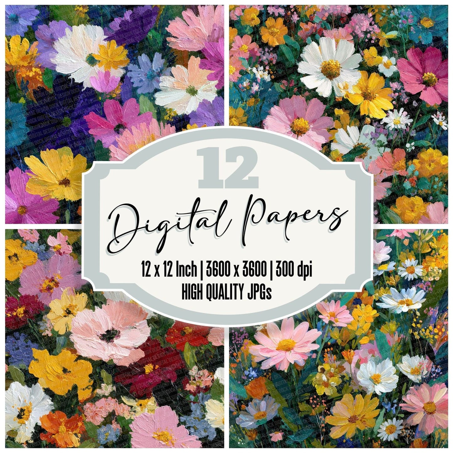 Bold Wildflower Background Digital Paper Pack (DDD000043)