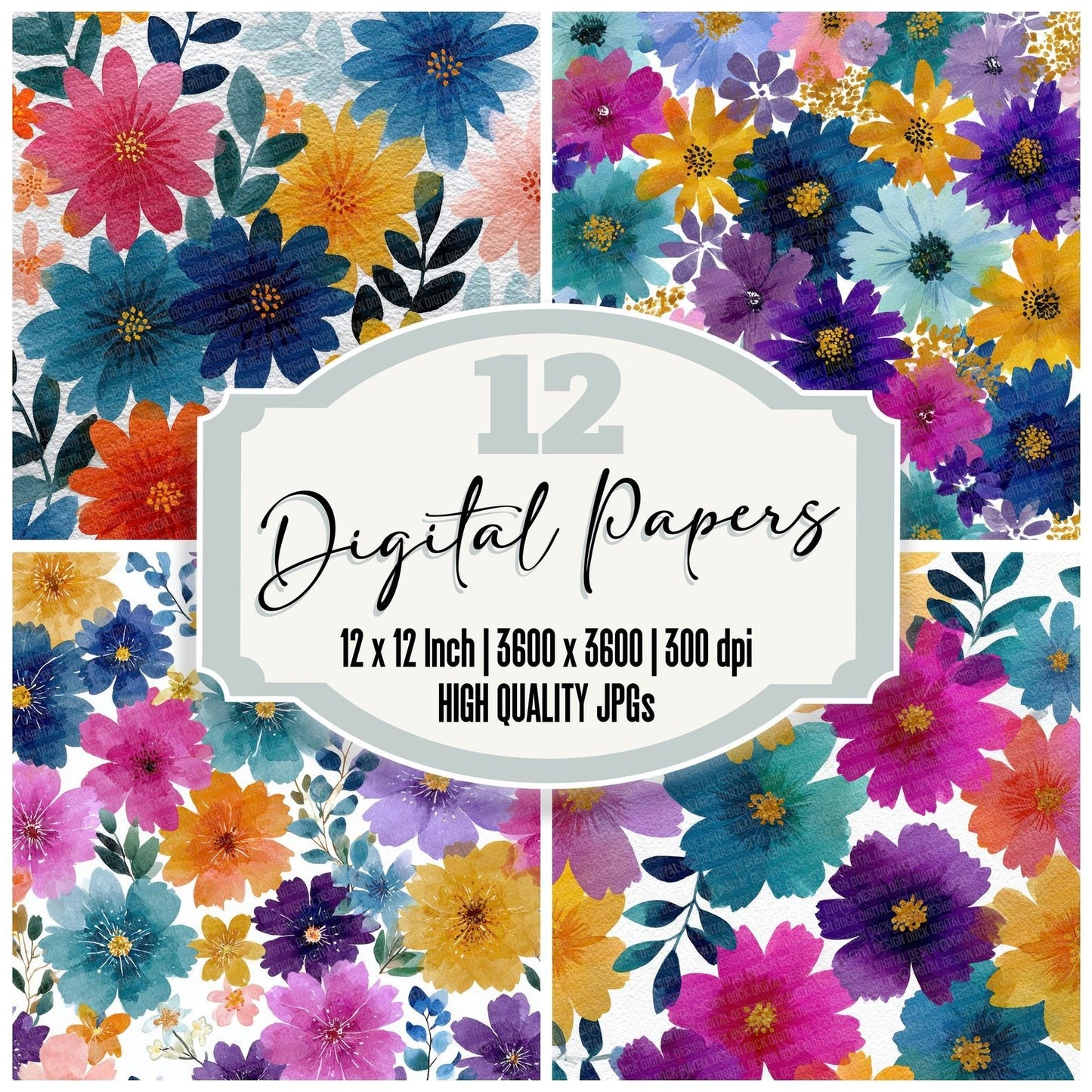 Colourful Wildflower Background Digital Paper Pack (DDD000044)