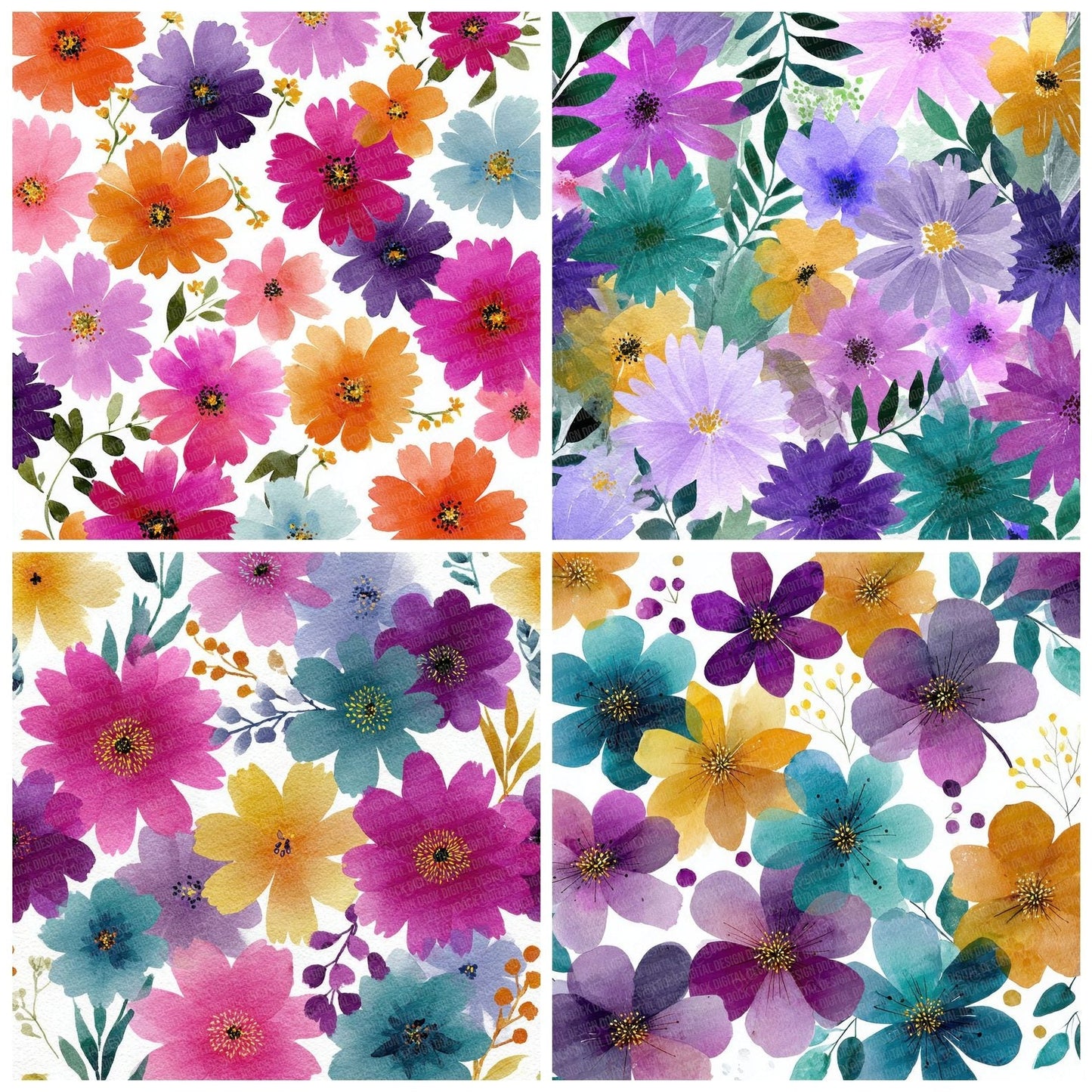 Colourful Wildflower Background Digital Paper Pack (DDD000044)