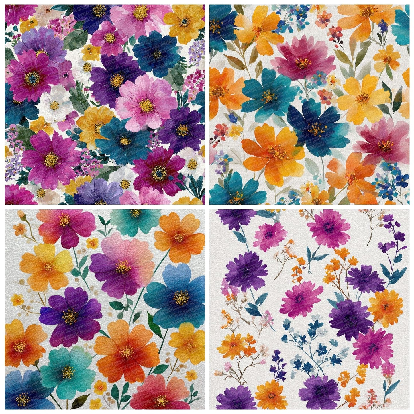 Colourful Wildflower Background Digital Paper Pack (DDD000044)
