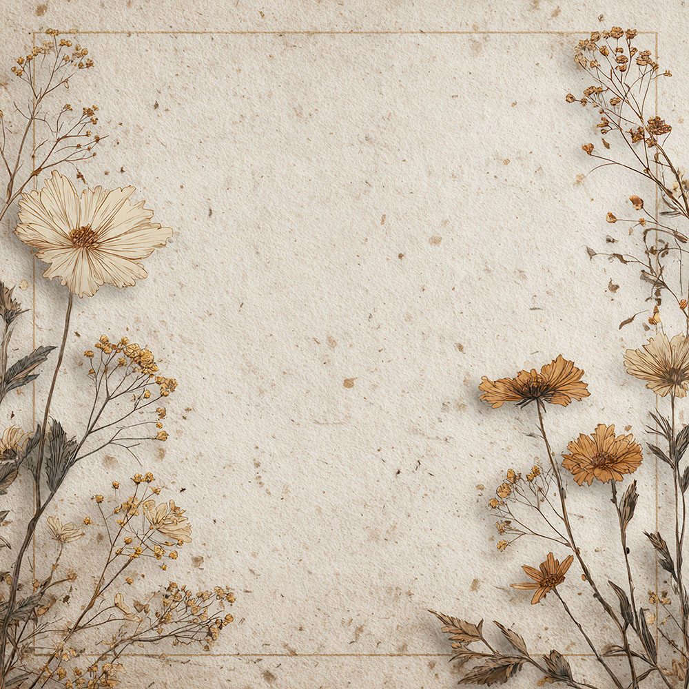 Cream Wildflower Border Background Digital Paper Pack (DDD000045)