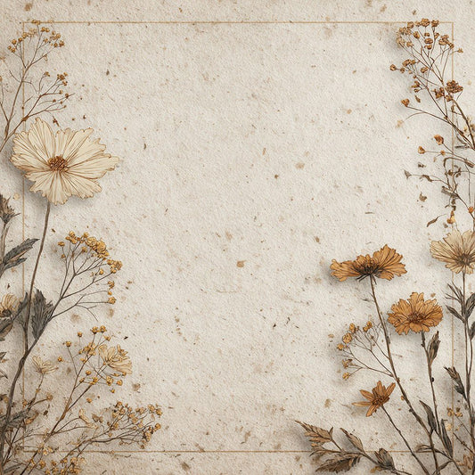 Cream Wildflower Border Background Digital Paper Pack (DDD000045)