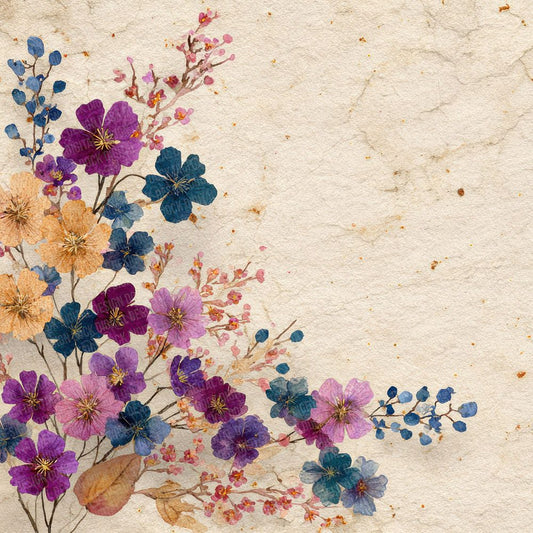 Cream Wildflower Corner Background Digital Paper Pack (DDD000046)