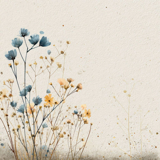 Cream Wildflower Rise Background Digital Paper Pack (DDD000047)