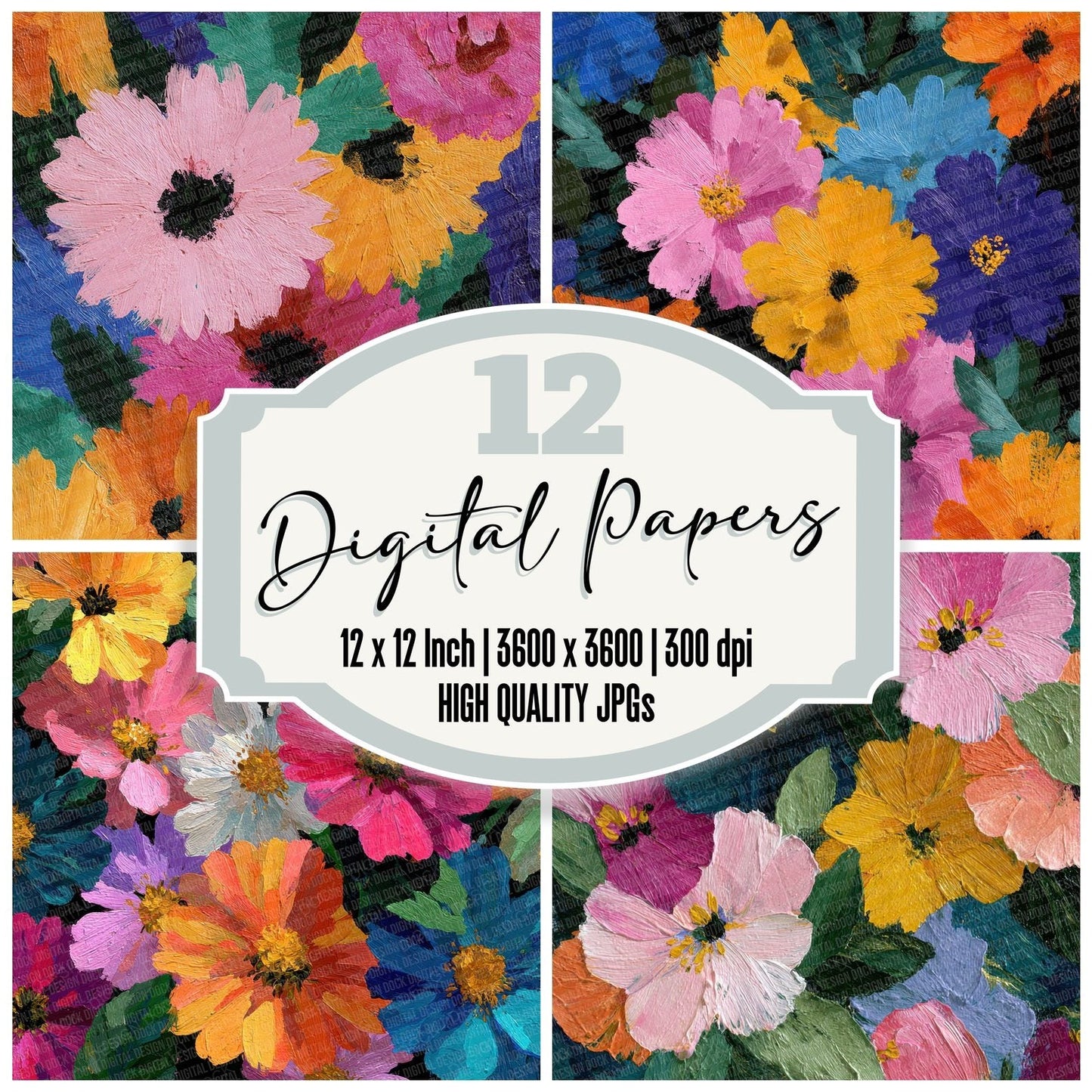 Expressive Wildflower Background Digital Paper Pack (DDD000048)