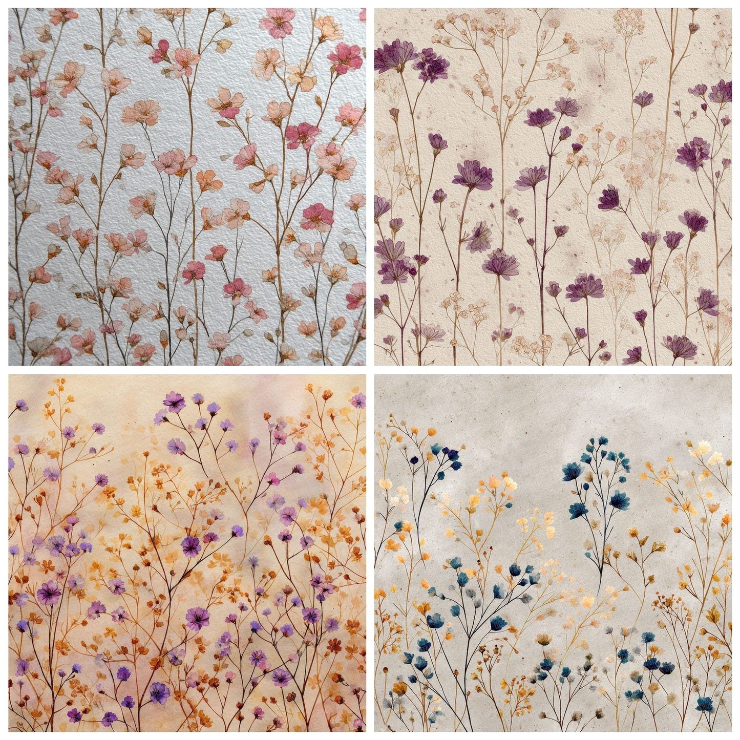 Ink Wash Wildflower Background Digital Paper Pack (DDD000049)