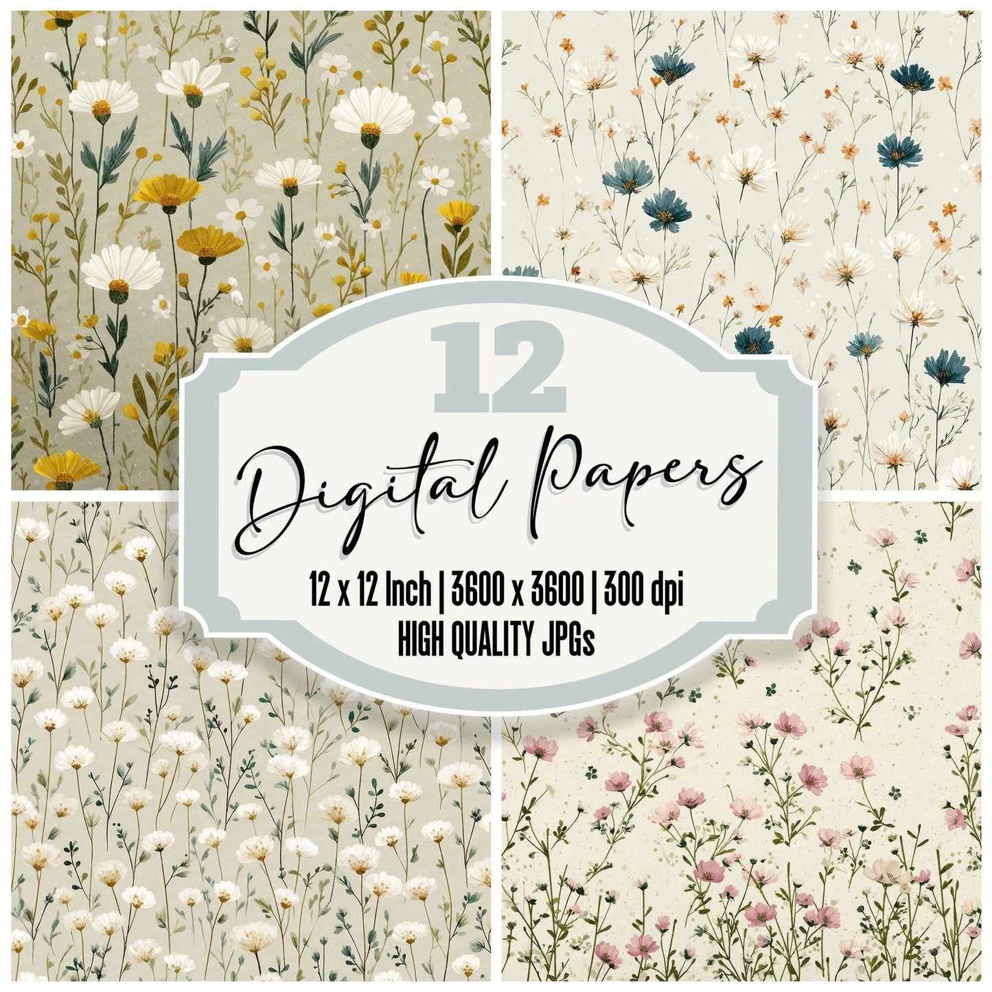 Meadow Wildflower Background Digital Paper Pack (DDD000050)
