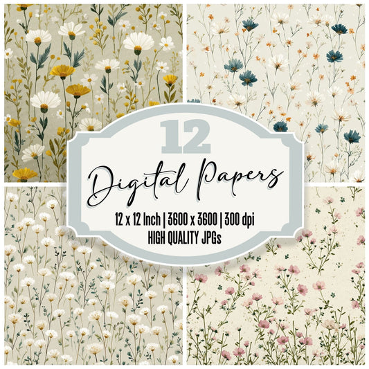 Meadow Wildflower Background Digital Paper Pack (DDD000050)