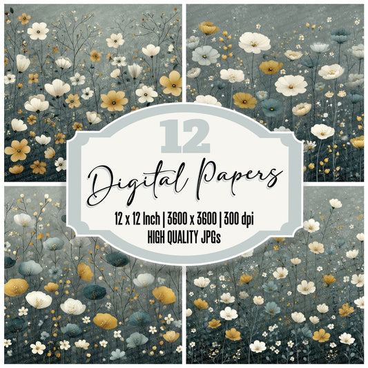 Midnight Meadow Wildflower Design Digital Paper Pack (DDD000051)